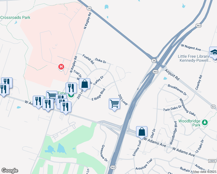 map of restaurants, bars, coffee shops, grocery stores, and more near 514 Pepper Spring Court in Temple