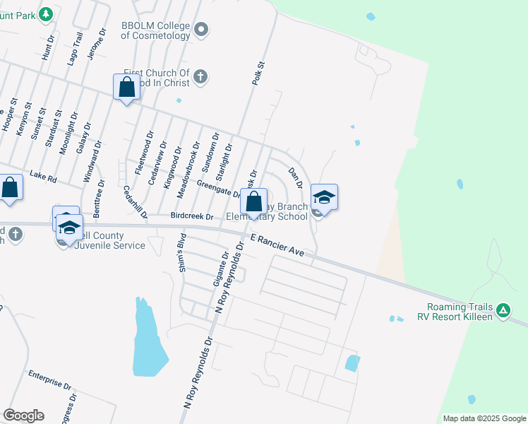 map of restaurants, bars, coffee shops, grocery stores, and more near 1600 North Roy Reynolds Drive in Killeen