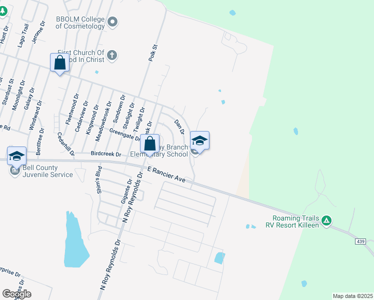 map of restaurants, bars, coffee shops, grocery stores, and more near 5906 Greengate Drive in Killeen