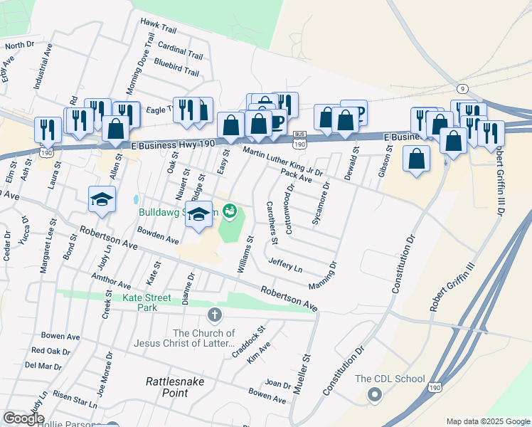 map of restaurants, bars, coffee shops, grocery stores, and more near 402 Carothers Street in Copperas Cove