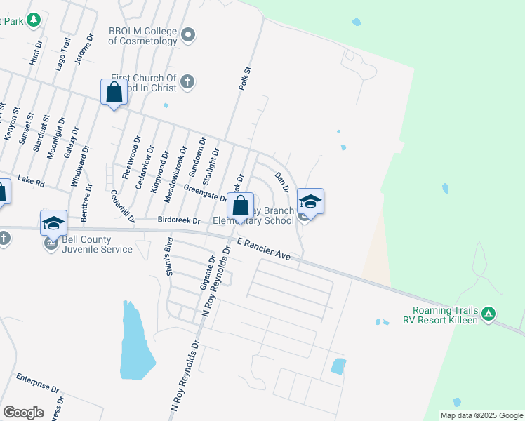 map of restaurants, bars, coffee shops, grocery stores, and more near 1701 Spring Rose Circle in Killeen