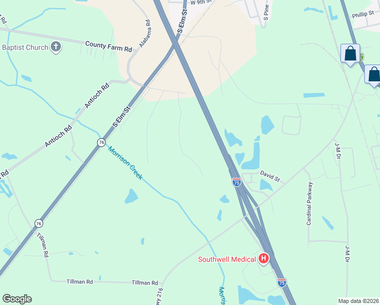 map of restaurants, bars, coffee shops, grocery stores, and more near State Highway 401 in Adel