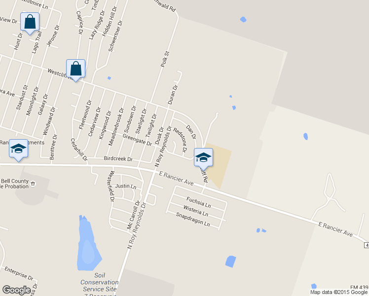 map of restaurants, bars, coffee shops, grocery stores, and more near 1707 Spring Rose Circle in Killeen