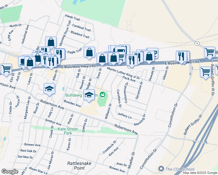 map of restaurants, bars, coffee shops, grocery stores, and more near 206 Williams Street in Copperas Cove