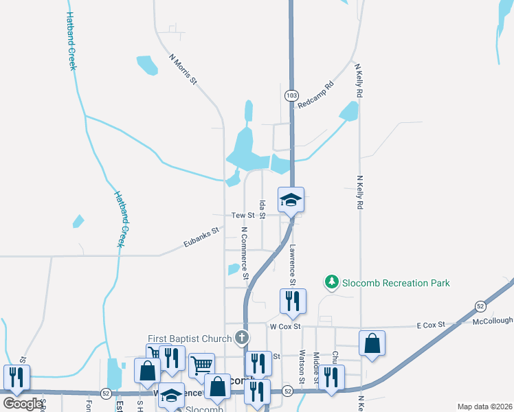 map of restaurants, bars, coffee shops, grocery stores, and more near 621 Ida St in Slocomb