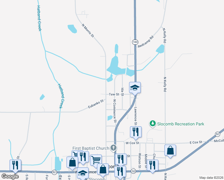 map of restaurants, bars, coffee shops, grocery stores, and more near 640 North Morris Street in Slocomb