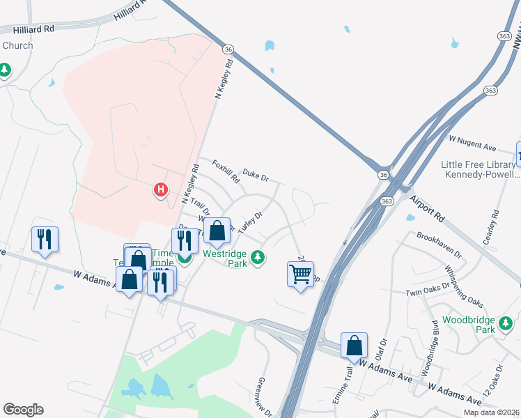 map of restaurants, bars, coffee shops, grocery stores, and more near 5109 Stan Circle in Temple