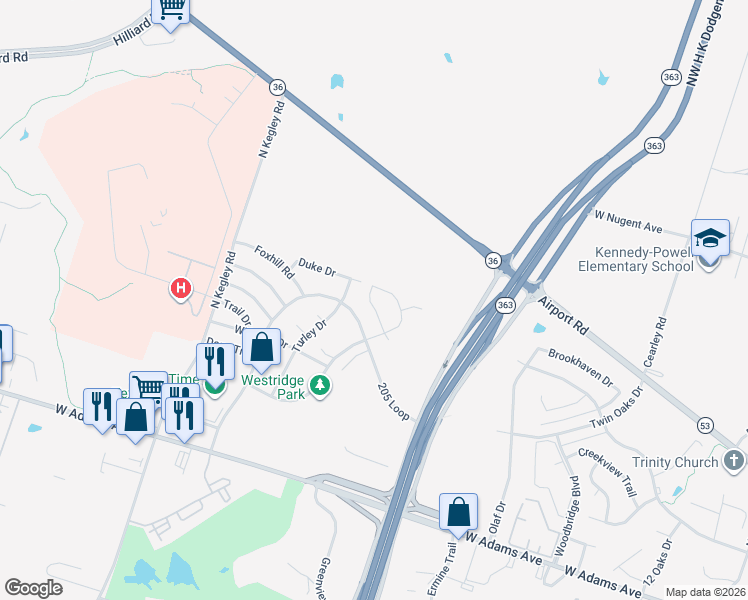 map of restaurants, bars, coffee shops, grocery stores, and more near 771 East Ridge Boulevard in Temple