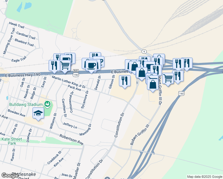map of restaurants, bars, coffee shops, grocery stores, and more near 209 Gibson Street in Copperas Cove