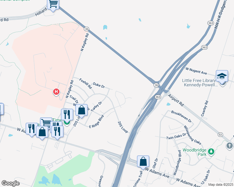 map of restaurants, bars, coffee shops, grocery stores, and more near 771 East Ridge Boulevard in Temple
