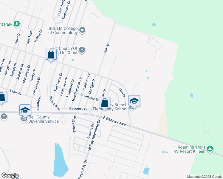 map of restaurants, bars, coffee shops, grocery stores, and more near 5702 Dan Drive in Killeen