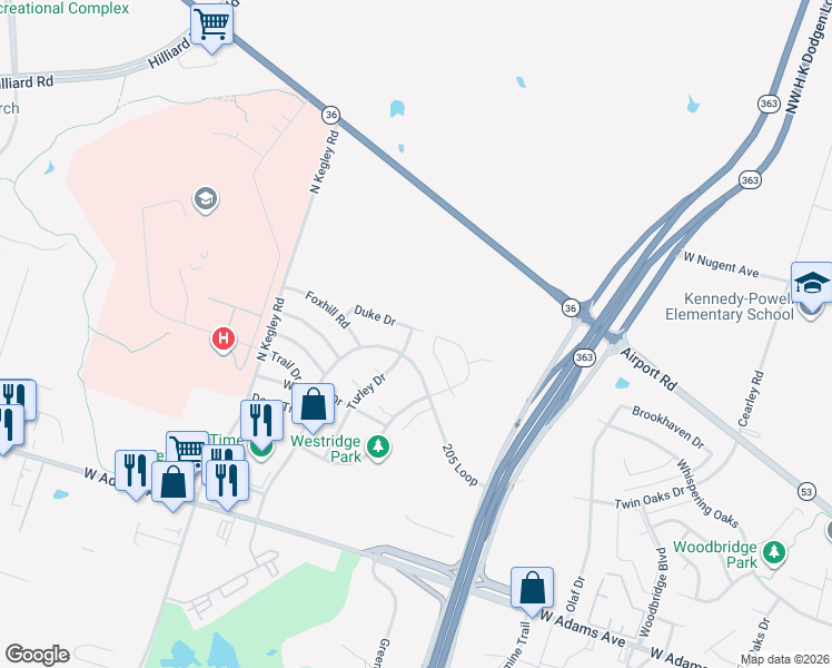 map of restaurants, bars, coffee shops, grocery stores, and more near 739 Turley Drive in Temple