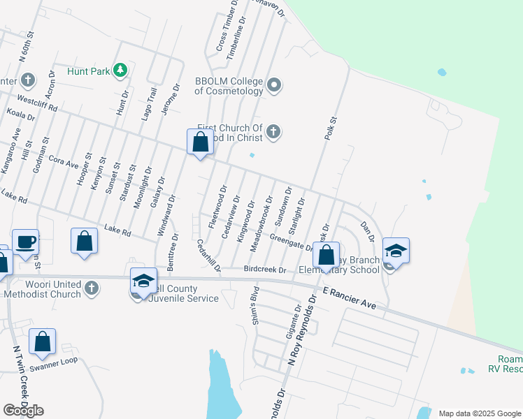 map of restaurants, bars, coffee shops, grocery stores, and more near 1906 Kingwood Drive in Killeen