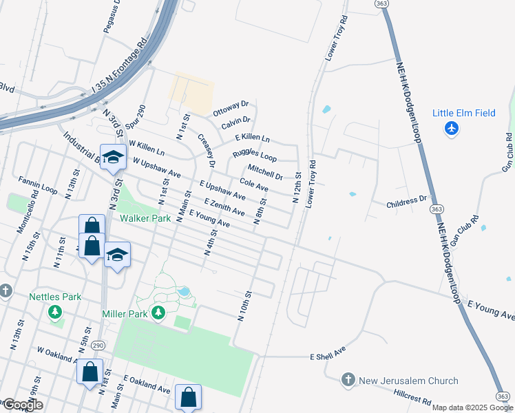map of restaurants, bars, coffee shops, grocery stores, and more near 312 East Zenith Avenue in Temple