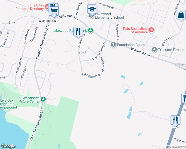map of restaurants, bars, coffee shops, grocery stores, and more near 11004 Lake Whitney Drive in Temple