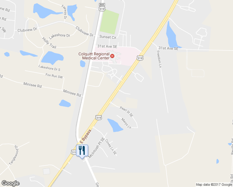 map of restaurants, bars, coffee shops, grocery stores, and more near 3209 E Bypass Southeast in Moultrie
