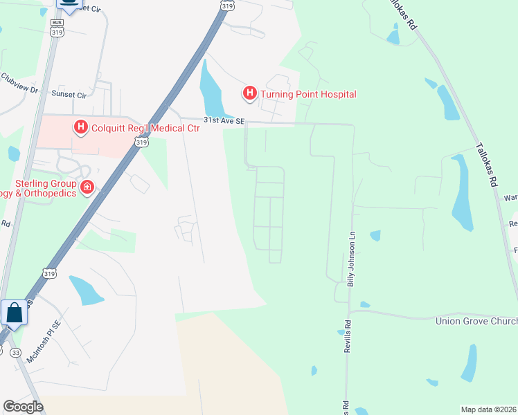 map of restaurants, bars, coffee shops, grocery stores, and more near 89 Cobblestone Boulevard Southeast in Moultrie