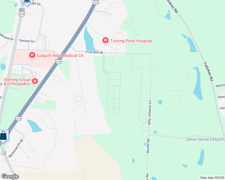 map of restaurants, bars, coffee shops, grocery stores, and more near 89 Cobblestone Boulevard Southeast in Moultrie