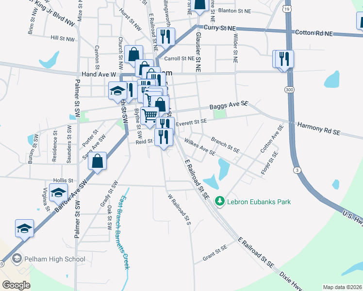 map of restaurants, bars, coffee shops, grocery stores, and more near 316 Bay Pole Road in Pelham