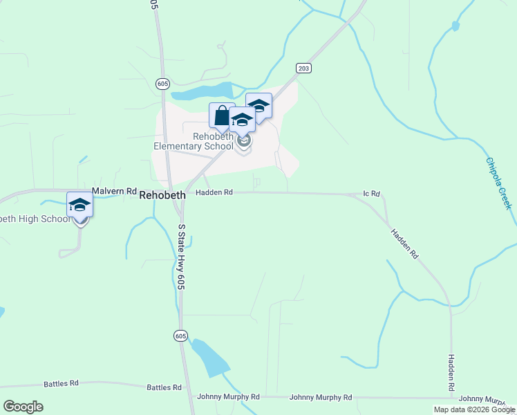 map of restaurants, bars, coffee shops, grocery stores, and more near 1345 Hadden Road in Rehobeth