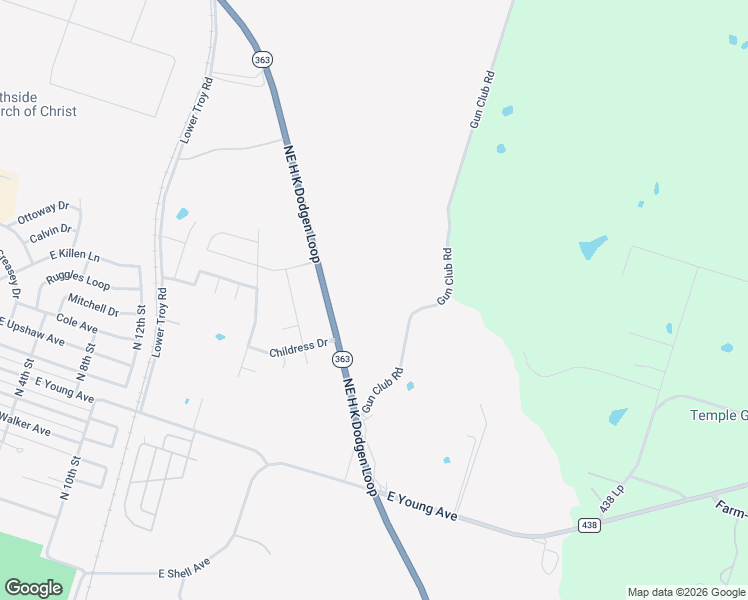 map of restaurants, bars, coffee shops, grocery stores, and more near 3102 Gun Club Road in Temple