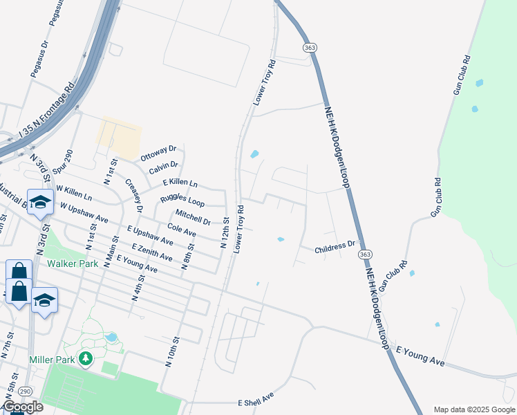 map of restaurants, bars, coffee shops, grocery stores, and more near 3113 North 12th Street in Temple