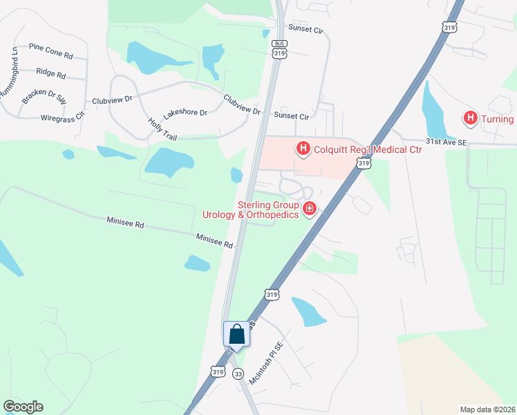 map of restaurants, bars, coffee shops, grocery stores, and more near 3145 South Main Street in Moultrie