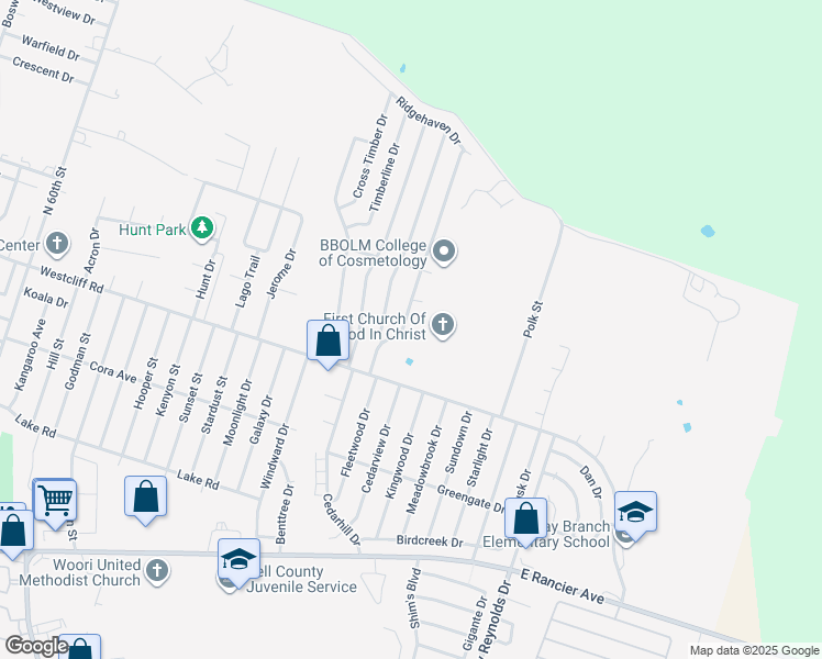map of restaurants, bars, coffee shops, grocery stores, and more near 2116 Schwertner Drive in Killeen
