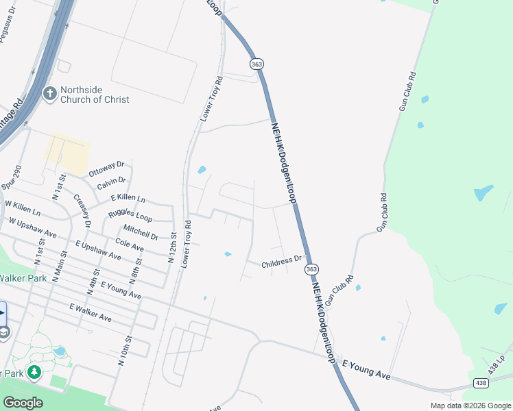 map of restaurants, bars, coffee shops, grocery stores, and more near 3131 Lower Troy Road in Temple