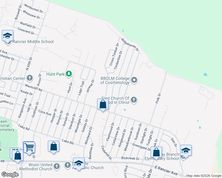 map of restaurants, bars, coffee shops, grocery stores, and more near 2202 Lazy Ridge Drive in Killeen