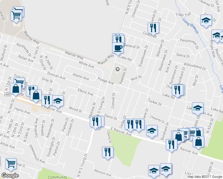 map of restaurants, bars, coffee shops, grocery stores, and more near 1501 Connell Drive in Killeen