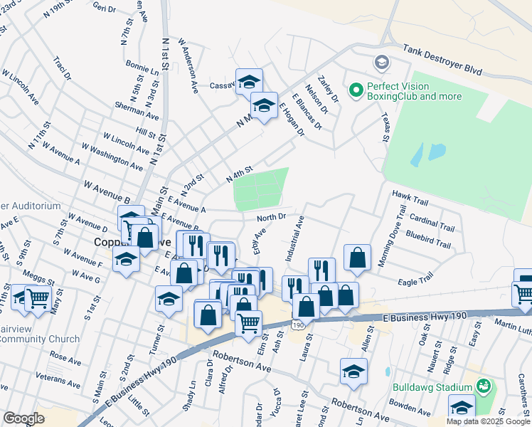 map of restaurants, bars, coffee shops, grocery stores, and more near 316 Erby Avenue in Copperas Cove