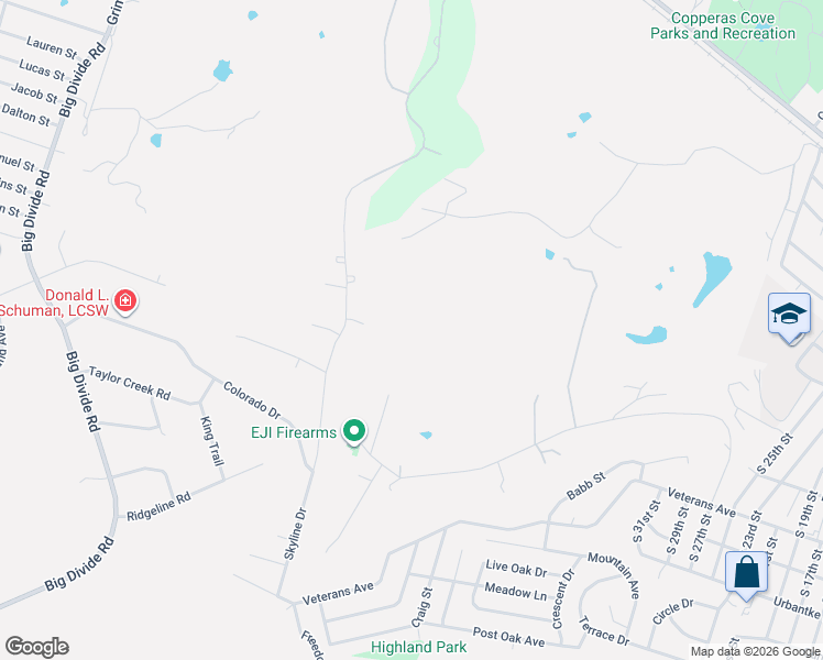 map of restaurants, bars, coffee shops, grocery stores, and more near 3101 Deer Flat Drive in Copperas Cove
