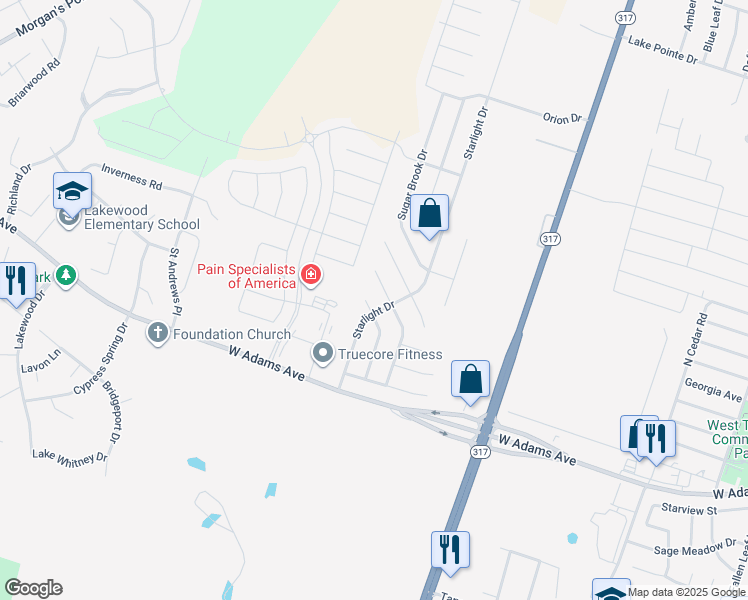 map of restaurants, bars, coffee shops, grocery stores, and more near 420 Big Timber in Temple