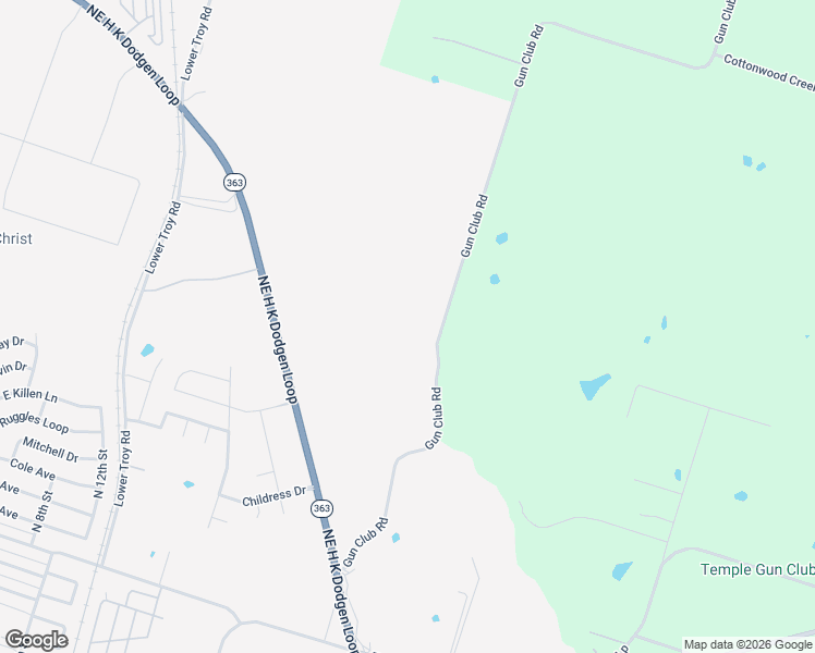 map of restaurants, bars, coffee shops, grocery stores, and more near 3516 Gun Club Road in Temple