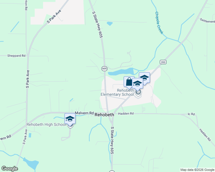 map of restaurants, bars, coffee shops, grocery stores, and more near 4123 State Highway 605 in Rehobeth