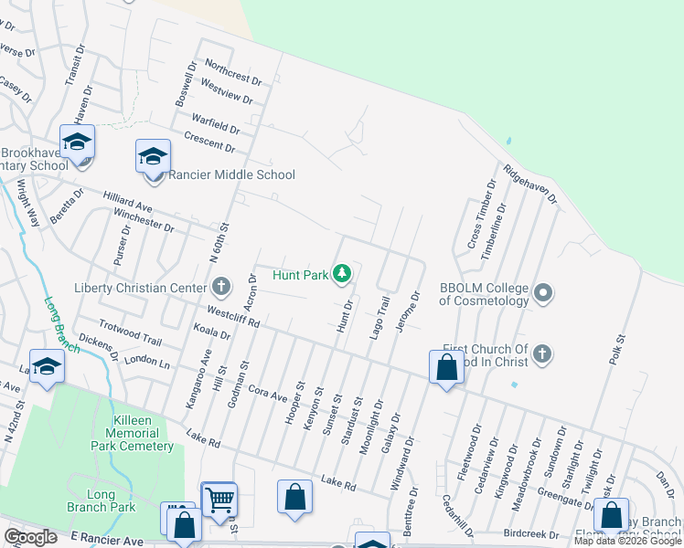map of restaurants, bars, coffee shops, grocery stores, and more near 4507 Mountain View Drive in Killeen
