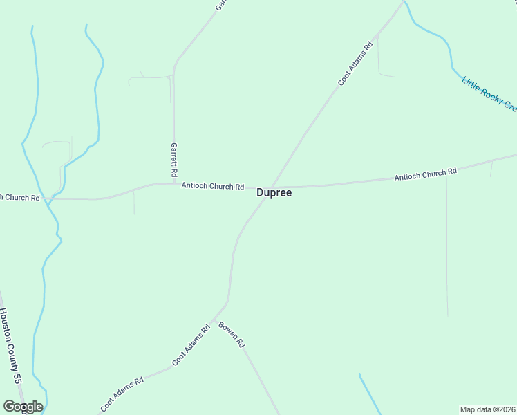 map of restaurants, bars, coffee shops, grocery stores, and more near Coot Adams Road in Houston County