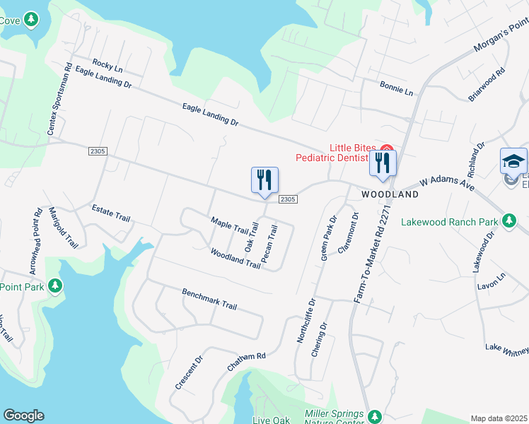 map of restaurants, bars, coffee shops, grocery stores, and more near 9 Woodland Trail in Belton