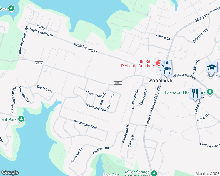 map of restaurants, bars, coffee shops, grocery stores, and more near 9 Woodland Trail in Belton