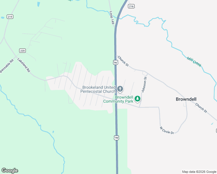 map of restaurants, bars, coffee shops, grocery stores, and more near 181 Audrey Street North in Brookeland