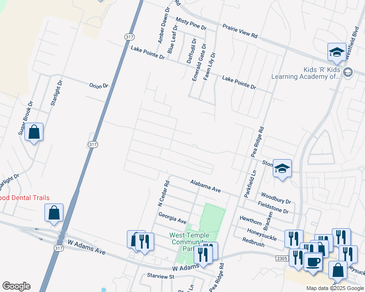 map of restaurants, bars, coffee shops, grocery stores, and more near 8703 Stonehollow in Temple
