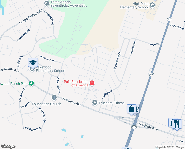 map of restaurants, bars, coffee shops, grocery stores, and more near 10234 Alamosa Lane in Temple