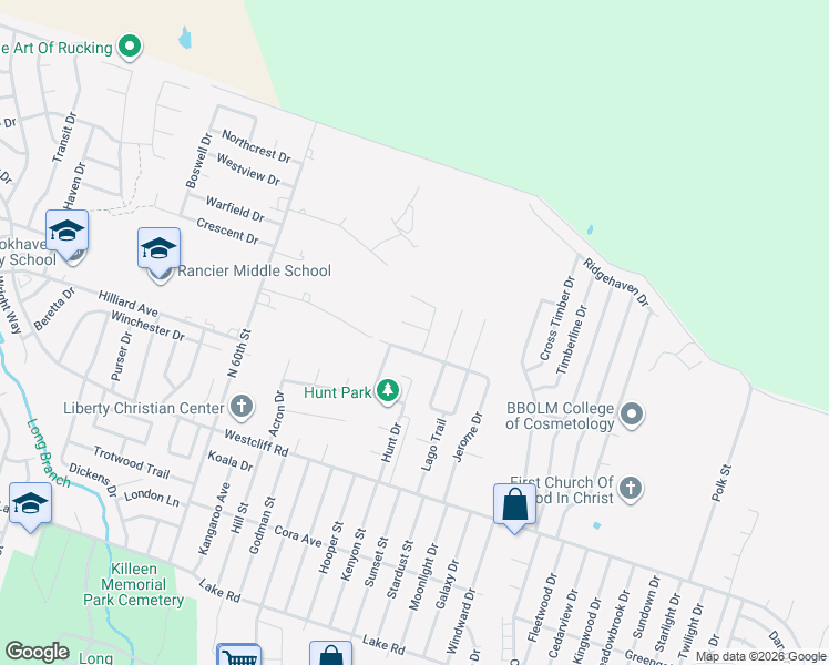 map of restaurants, bars, coffee shops, grocery stores, and more near 4504 Whitmire Lane in Killeen