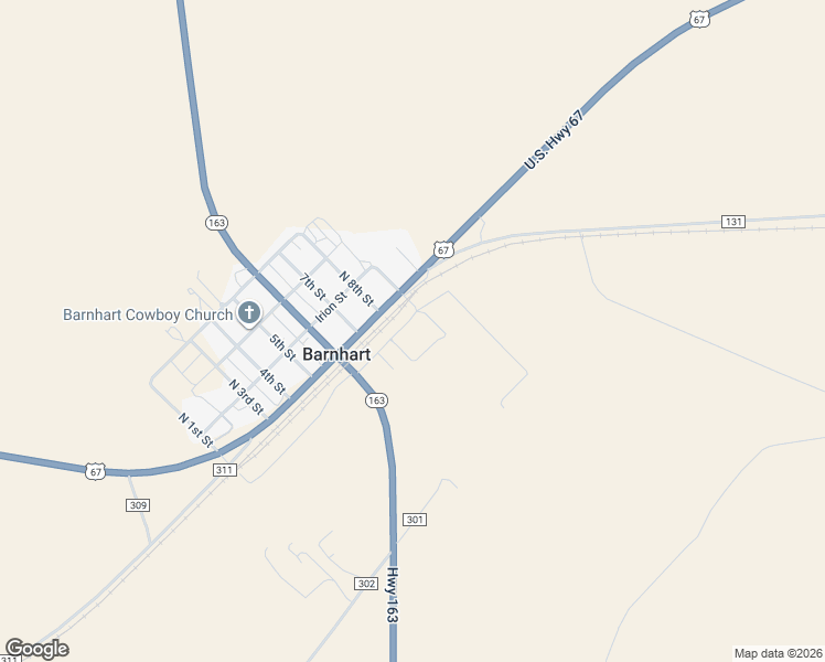 map of restaurants, bars, coffee shops, grocery stores, and more near 828 Texas Street in Barnhart