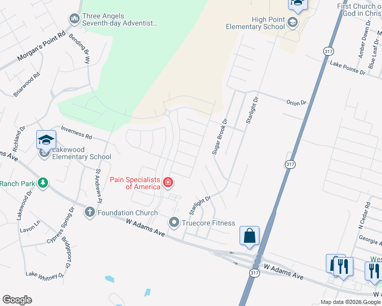 map of restaurants, bars, coffee shops, grocery stores, and more near 10212 Cap Rock Drive in Belton