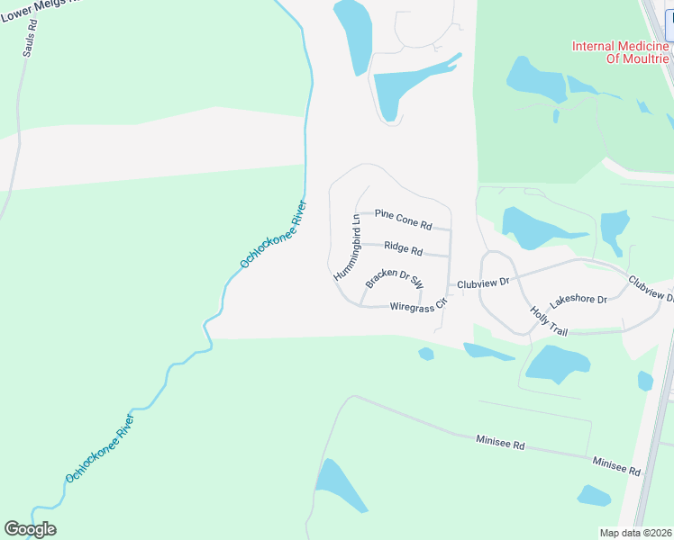 map of restaurants, bars, coffee shops, grocery stores, and more near 7 Hummingbird Road in Moultrie