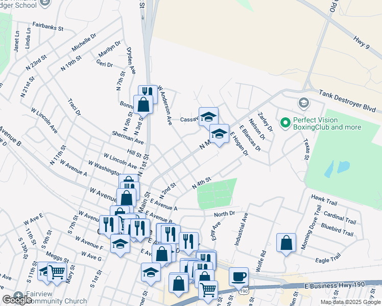 map of restaurants, bars, coffee shops, grocery stores, and more near 808 North Main Street in Copperas Cove