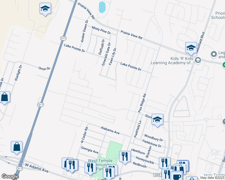 map of restaurants, bars, coffee shops, grocery stores, and more near 8622 Foggy Draw Court in Temple