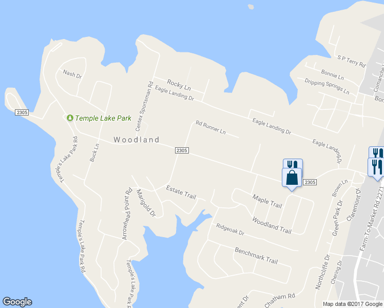 map of restaurants, bars, coffee shops, grocery stores, and more near 13122 Farm to Market Road 2305 in Belton